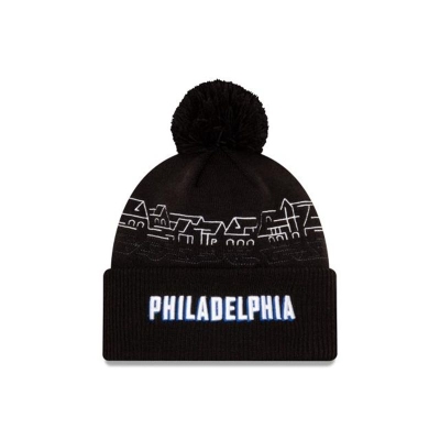 Sapca New Era Philadelphia 76ers NBA City Edition Pom Knit Beanie - Negrii